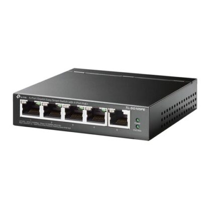 02042024660b5b05a98db TP-LINK (TL-SG105PE) 5-Port Gigabit PoE Easy Smart Switch, 4-Port PoE+, Steel Case - Black Antler