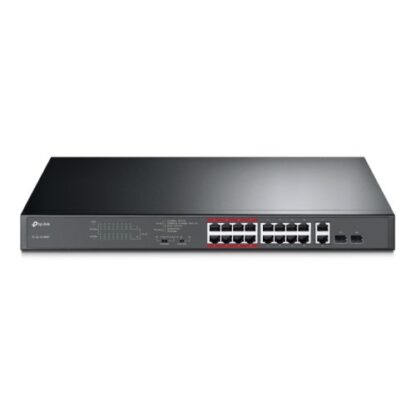 02042024660b5b71dc61b TP-LINK (TL-SL1218MP) 16-Port 10/100Mbps + 2-Port GB Unmanaged PoE Switch, 2 combo GB SFP Slots, 16-Port PoE, Rackmountable - Black Antler