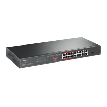 02042024660b5b72561ef TP-LINK (TL-SL1218P) 16-Port 10/100Mbps + 2-Port GB Unmanaged Rackmount PoE+ Switch, Combo GB SFP Slot, 16-Port PoE+ - Black Antler