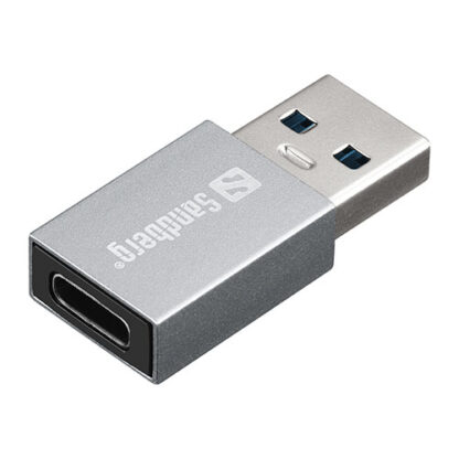02042024660b5e8cd1291 Sandberg USB 3.1 Gen1 Type-A Male to USB Type-C Female Converter Dongle, Aluminium - Black Antler