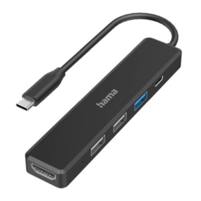 02042024660b5e9019542 Hama External 4 Port USB-C Hub, USB Powered, 3 x USB-A , 1 x USB C (Power Delivery), 1 x HDMI - Black Antler