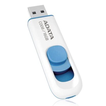 02042024660b5e96e0c16 ADATA 16GB C008 USB 2.0 Memory Pen, Retractable, Capless, White - Black Antler