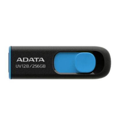 02042024660b5e975bf6b ADATA 256GB UV128 USB 3.0 Memory Pen, Retractable, Capless, Black & Blue - Black Antler