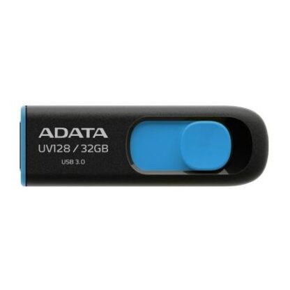 02042024660b5e9841d73 ADATA 32GB UV128 USB 3.0 Memory Pen, Retractable, Capless, Black & Blue - Black Antler