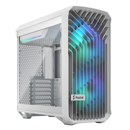 02042024660b76a258724 Fractal Design Torrent Compact (White TG RGB) Gaming Case w/ Clear Glass Window, E-ATX, 2 RGB Fans, Fan Hub, RGB Strip on PSU Shroud, Front Grille, USB-C - Black Antler