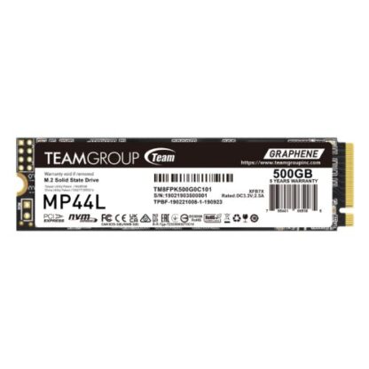 16042024661e7abc46592 Team 500GB MP44L M.2 NVMe Gen4 SSD, M.2 2280, PCIe4, R/W 5000/2500 MB/s, Heat Dissipating Graphene Label - Black Antler