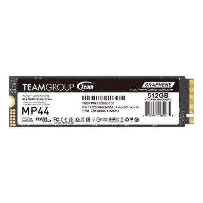 16042024661e7ae39d775 Team 512GB MP44 M.2 NVMe Gen4 SSD, M.2 2280, PCIe4, R/W 7300/4500 MB/s, Heat Dissipating Graphene Label - Black Antler