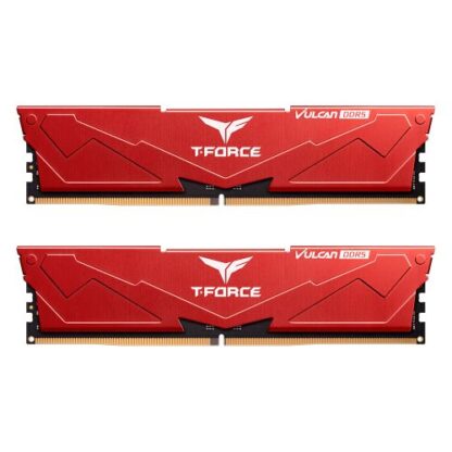 16042024661e7e1588ca7 Team T-Force Vulcan 32GB Kit (2 x 16GB), DDR5, 6400MHz (PC5-5120), CL40, ECC, XMP 3.0, PMIC, DIMM Memory, Red - Black Antler