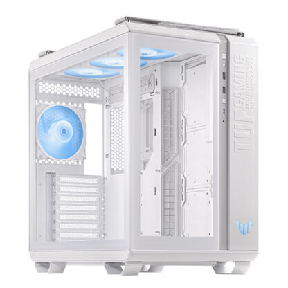 08052024663b8323d8ff2 Asus TUF Gaming GT502 Plus Case w/ Front & Side Glass Windows, ATX, Dual Chamber, Modular Design, 4x ARGB Fans & Lighting Hub, USB-C, Carry Handles, White - Black Antler