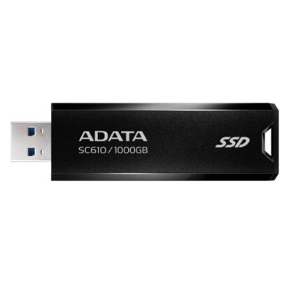 170520246647a993940f9 Adata SC610 1TB Pocket Size External SSD, USB 3.2 Gen2 Type-A, Capless Retractable Design, Key Ring - Black Antler