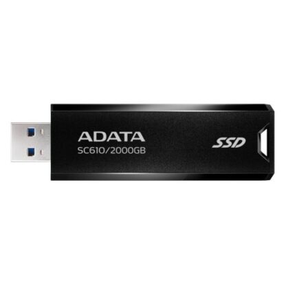 170520246647a99436b1d Adata SC610 2TB Pocket Size External SSD, USB 3.2 Gen2 Type-A, Capless Retractable Design, Key Ring - Black Antler