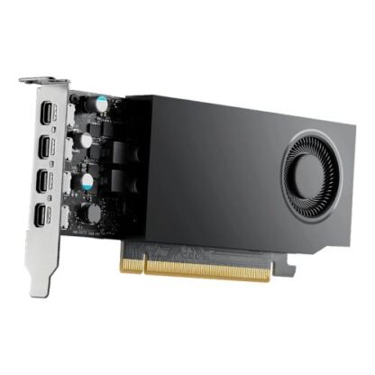 21052024664d01d430578 PNY RTXA400 Professional Graphics Card, 4GB DDR6, 4 miniDP 1.4 (4x DP adapters), 768 CUDA Cores, Low Profile (Bracket Included), Retail - Black Antler