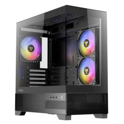 300520246658498e925d9 Antec CX500M RGB Gaming Case w/ Glass Side & Front, Micro ATX, 3x RGB Fans, LED Button, 410mm GPU Support, USB-C, Black - Black Antler