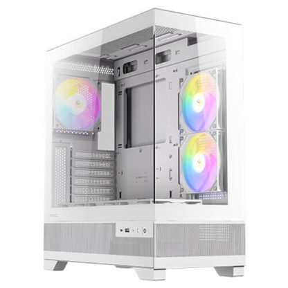 300520246658499065742 Antec CX700 RGB Elite Gaming Case w/ Glass Side & Front, ATX, 6x RGB Fans, LED Button, USB-C, White - Black Antler