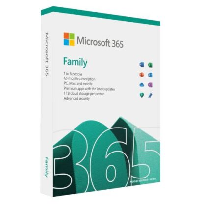 3005202466586e201ba0e Microsoft Office 365 Family, 6 Users - 5 Devices Each (PC, Mac, iOS & Android), 1 Year Subscription - Black Antler