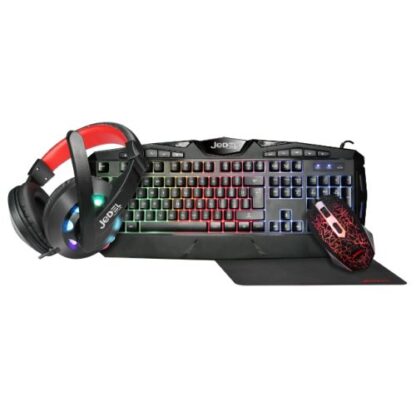 180620246670d65139b03 Jedel CP-04 Knights Templar Elite 4-in-1 Gaming Kit - Backlit RGB Keyboard, 1000 DPI RGB Mouse, 40mm Driver RGB Headset, XL Mouse Mat - Black Antler