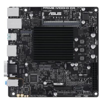 020720246684225035af4 Asus PRIME N100I-D D4-CSM, Integrated Intel Quad-Core N100, Mini ITX, 1 DDR4 SODIMM, VGA, HDMI, DP, LPT, COM Port, 1x M.2, Fanless - Black Antler