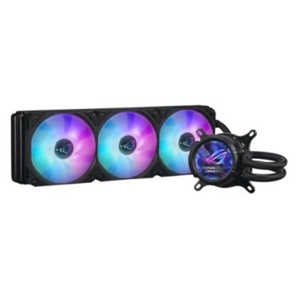 0507202466884c03ac868 Asus ROG STRIX LC III 360 ARGB LCD Liquid CPU Cooler, 360mm, 7th Gen v2 Asetek Pump, ARGB Fans, Customisable LCD Display, Rotatable Water Block, Black - Black Antler