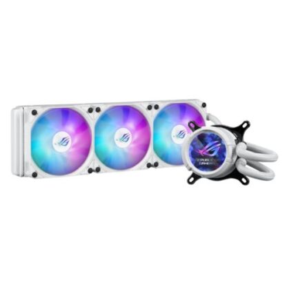 09072024668d53d4c57d4 Asus ROG STRIX LC III 360 ARGB LCD Liquid CPU Cooler, 360mm, 7th Gen v2 Asetek Pump, ARGB Fans, Customisable LCD Display, Rotatable Water Block, White - Black Antler