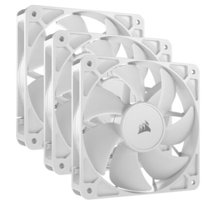 19072024669a62871776f Corsair RS120 PWM 12cm Case Fans (3 Pack), Magnetic Dome Bearing, Daisy-Chain 4-Pin, 2100 RPM, AirGuide Tech, White - Black Antler