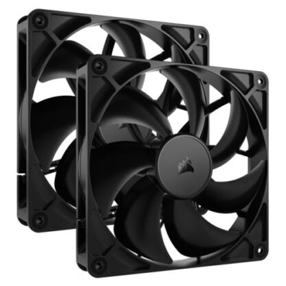 19072024669ab6e002d81 Corsair RS140 PWM 14cm Case Fans (2 Pack), Magnetic Dome Bearing, Daisy-Chain 4-Pin, 1700 RPM, AirGuide Tech, Black - Black Antler