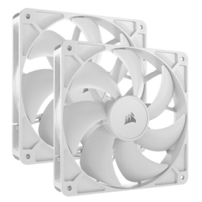 19072024669ab6e0a5451 Corsair RS140 PWM 14cm Case Fans (2 Pack), Magnetic Dome Bearing, Daisy-Chain 4-Pin, 1700 RPM, AirGuide Tech, White - Black Antler