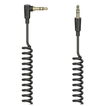 3107202466aa2a39d1e7b Hama Flexi-Slim 3.5mm Jack Stereo Spiral Cable, 90° Male to Straight Male, 1.5 Metre - Black Antler