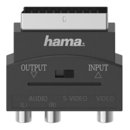 3107202466aa3d0014f35 Hama Video Adapter - Scart Male to S-VHS Socket / 3x RCA Sockets, IN/OUT Switch - Black Antler