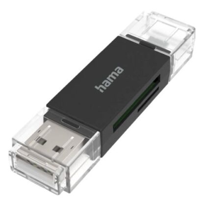 3107202466aa3d6abcd1c Hama External USB 2.0 OTG Card Reader, USB-A + Micro USB, SD/microSD, Black, USB Powered - Black Antler