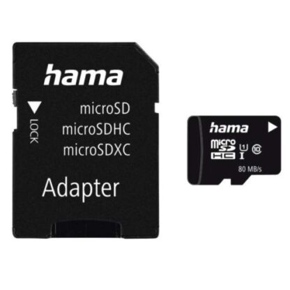 3107202466aa570988572 Hama 128GB MicroSDHC Card with SD Adapter, Class 10 UHS-I, Up to 80MB/s - Black Antler