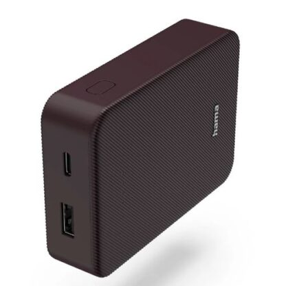 3107202466aa6a0b7cc8b Hama Colour 10 Plum 10000mAh Fast Charge Powerbank, USB-A & USB-C, LED Capacity Indicator - Black Antler