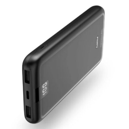 3107202466aa6a4de4bbe Hama Performance 10 10000mAh Fast Charge Powerbank, 2x USB-A & USB-C, LED Capacity Indicator, Grey - Black Antler