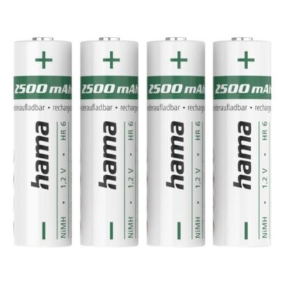 3107202466aa6f40b4635 Hama NiMH AA Mignon Rechargeable Batteries (4-Pack), 2500mAh, 1.2V - Black Antler