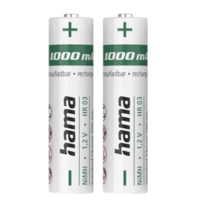 3107202466aa6f41b5715 Hama NiMH AAA Micro Rechargeable Batteries (2-Pack), 1000mAh, 1.2V - Black Antler