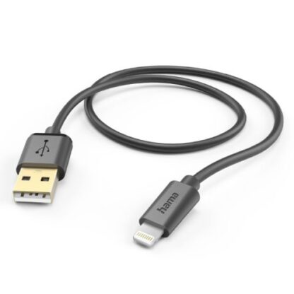 3107202466aa8566e7343 Hama Charging/Data USB-A to Lightning Cable, 480Mbps, 1.5 Metre, Black - Black Antler