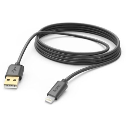 3107202466aa856941dd0 Hama Charging/Data USB-A to Lightning Cable, 480Mbps, 3 Metre, Black - Black Antler