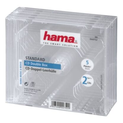 3107202466aa92b4667d6 Hama 5x Double CD/DVD/Blu-Ray Cases, 2 Discs per case, Transparent - Black Antler