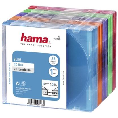 3107202466aa93757d2ce Hama CD/DVD/Blu-Ray Slim Jewel Cases x25, Coloured - Black Antler