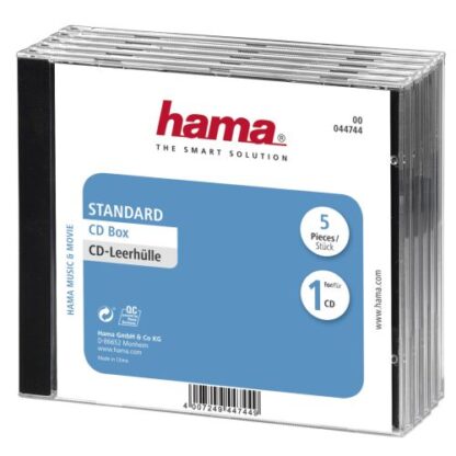 3107202466aa937a5c31f Hama Standard CD/DVD/Blu-Ray Slim Jewel Cases x5, Transparent/Black - Black Antler