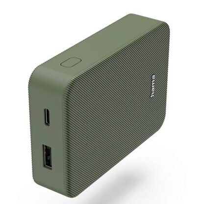 3107202466aac60e90e1e Hama Colour 10 Green 10000mAh Fast Charge Powerbank, USB-A & USB-C, LED Capacity Indicator - Black Antler