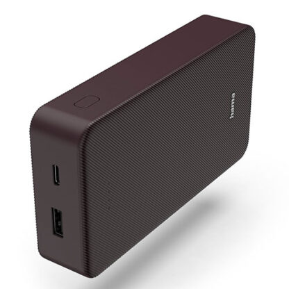 3107202466aac612374e6 Hama Colour 20 Plum 20000mAh Fast Charge Powerbank, USB-A & USB-C, LED Capacity Indicator - Black Antler