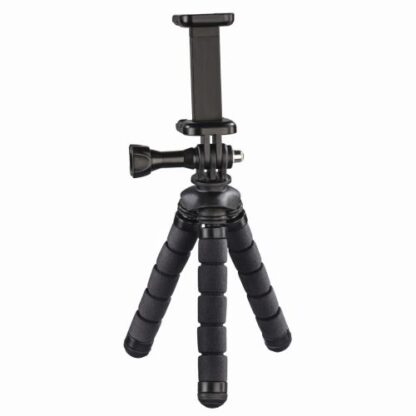 0108202466abe561c9820 Hama (Flex) Phone/GoPro Mini-Tripod, 14cm Max Height, 360° Bendable Legs, Adjustable Centre Column - Black Antler