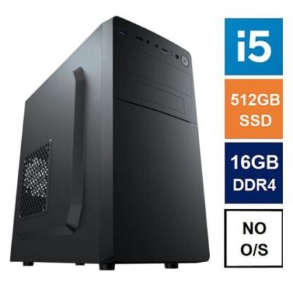 0108202466abf20fc4496 Spire MATX Tower PC, Vida Business Case, i5-12400, 16GB 3200MHz, 512GB SSD, Corsair 550W, No Optical, KB & Mouse, No Operating System - Black Antler