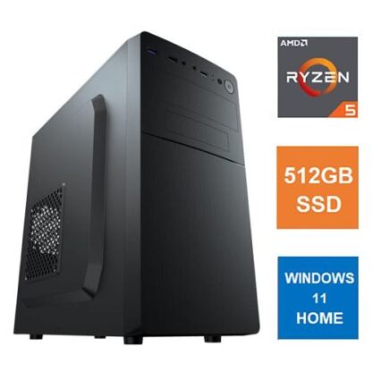 0108202466abf24694118 Spire MATX Tower PC, Vida Business Case, Ryzen 5 5600G, 8GB 3200MHz, 512GB SSD, Corsair 550W, No Optical, KB & Mouse, Windows 11 Home - Black Antler