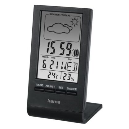 0208202466ac94f2b65b3 Hama TH-100 LCD Thermo/Hygrometer - Thermometer, Hygrometer, Barometer, Weather Forecast, Moon Phases, Date/Time, Alarm, Black - Black Antler