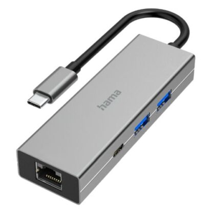 0208202466ac96a267ee6 Hama 3-Port USB-C 3.2 Gen1 Hub w/ LAN, 2x USB-A, 1x USB-C, 1x GB LAN, USB Powered - Black Antler