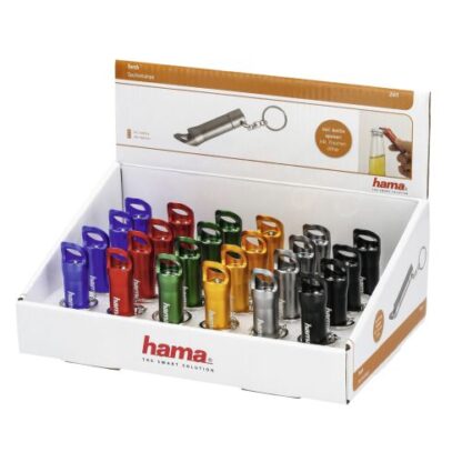 0308202466ae5d448dd0f Hama 2-in-1 LED Torch with Bottle Opener x24 Multipack, 4 Lumen, Keyring, Various Colours, Display Case - Black Antler