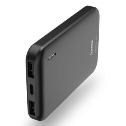 0508202466b12a00d99f6 Hama Pocket 5 5000mAh Fast Charge Powerbank, 2x USB-A, LED Capacity Indicator, Grey - Black Antler