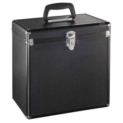 0708202466b3dc41e6bee Hama 50 LP Case, Up to 50 LPs, Aluminium Look, Lockable, Black - Black Antler