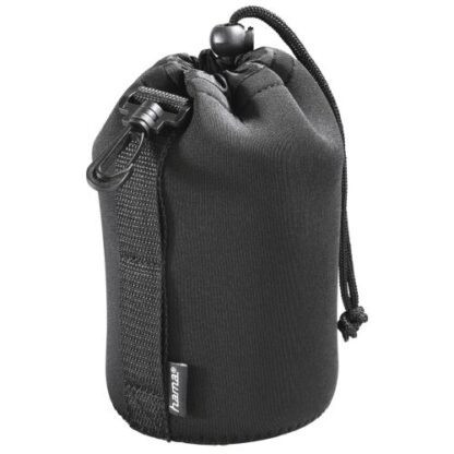 0808202466b40b95d701e Hama Large Neoprene Lens Pouch, 95 x 130 mm, Snap Hook, Belt Loop - Black Antler